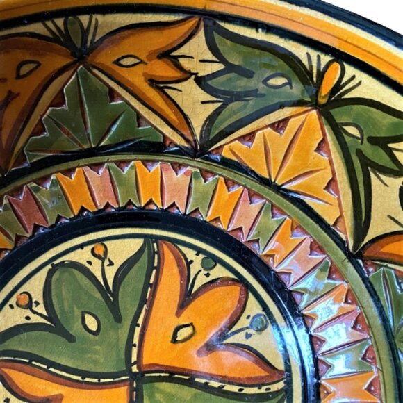 2/$40 Boho large hand painted Morocco clay bowl, signed - Picture 11 of 13